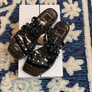 Dolce Vita Black Izabel Croc-Embossed Studded Sandals